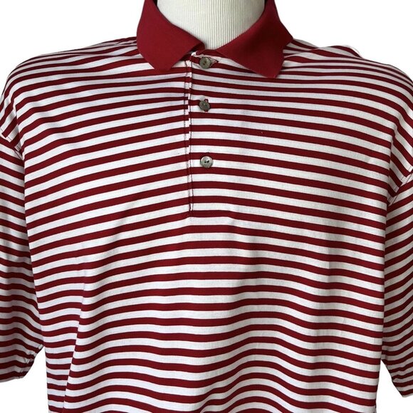 Ben Hogan Golf Polo Shirt Mens Large Red White Striped - Picture 3 of 8